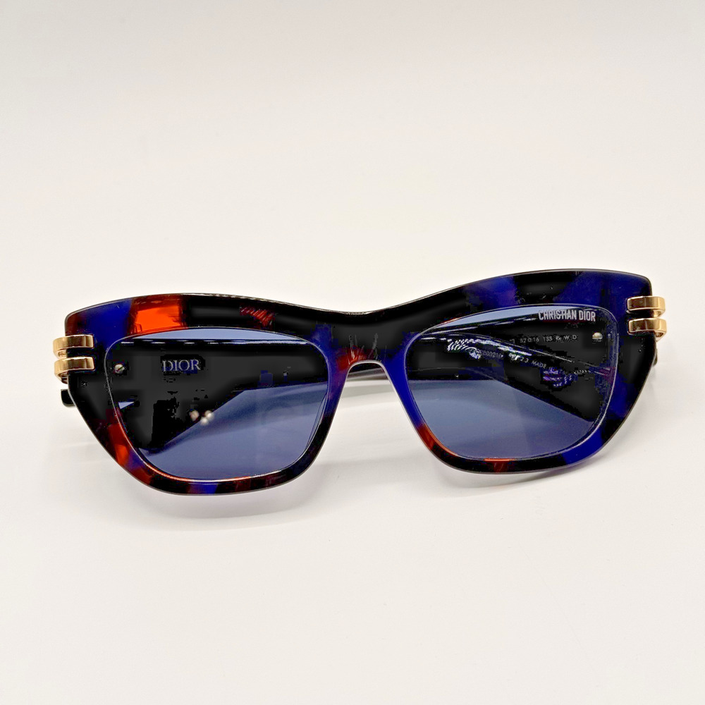 Dior Sunglasses CDior B2U 2880 Tortoise Cat Eye Frame Blue Lens New Authentic